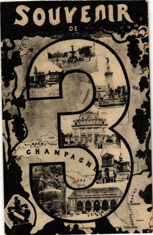 Carte postale ancienne Souvenir de 3 France