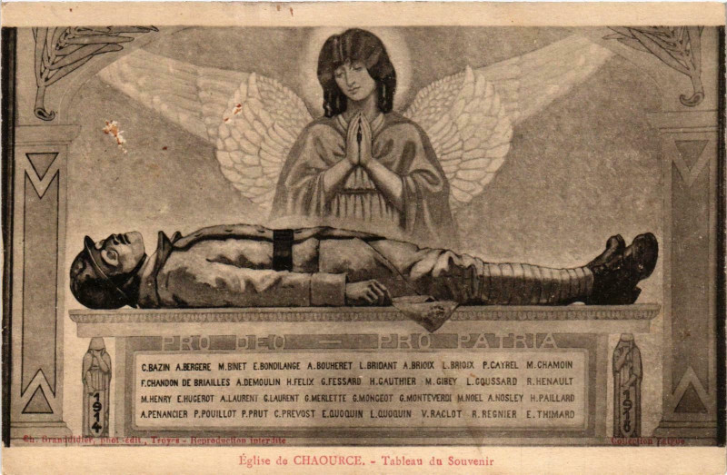 Carte postale ancienne Chaource- Eglise, Tableau du Souvenir France à Chaource