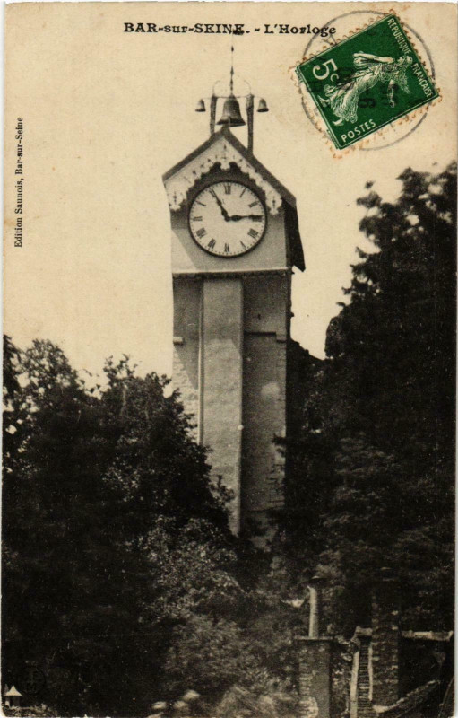 Carte postale ancienne Bar sur Seine- Horloge France à Bar-sur-Seine