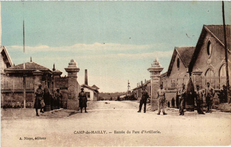 Carte postale ancienne Mailly le Camp- Entree du Parc d'Artillerie France à Mailly-le-Camp