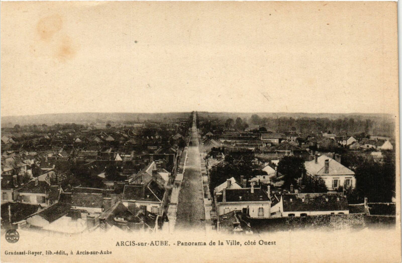 Carte postale ancienne Arcis sur Aube- Panorama de Ville France à Arcis-sur-Aube