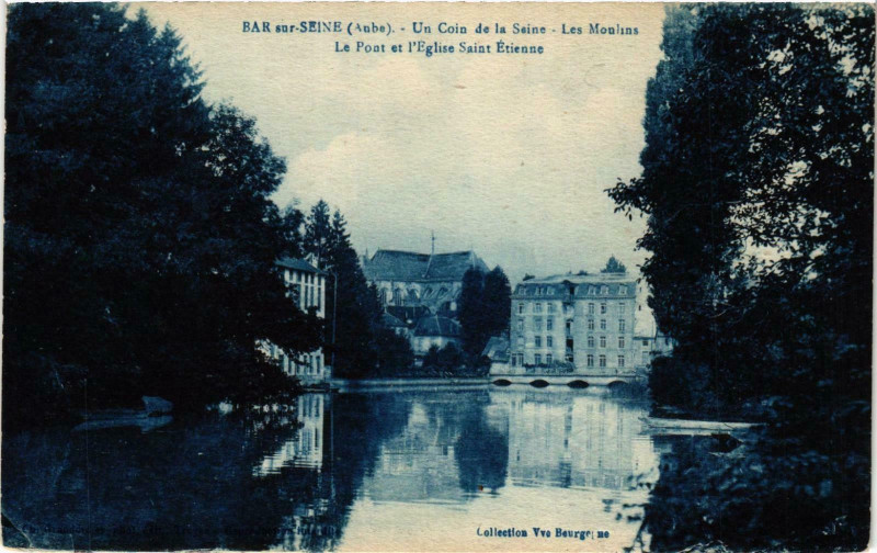 Carte postale ancienne Bar sur Seine- Un Coin de la Seine,Les Moulins France à Bar-sur-Seine