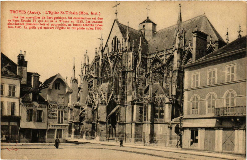 Carte postale ancienne Troyes- Eglise Saint Urbain France à Troyes