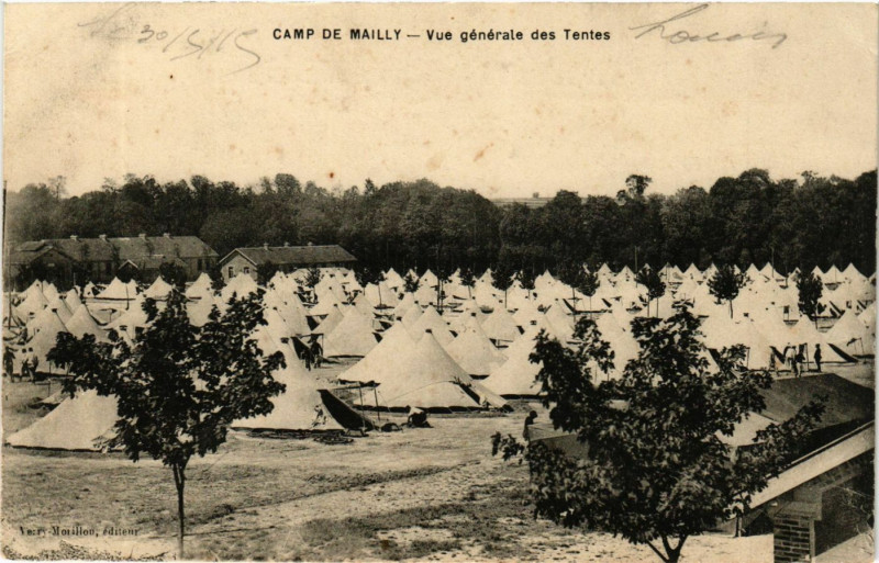 Carte postale ancienne Camp de Mailly - Vue générale des Tentes