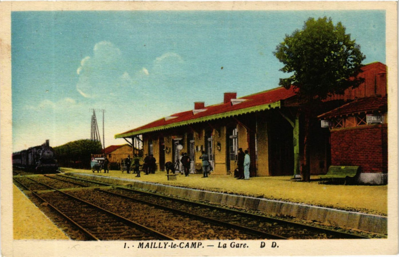Carte postale ancienne Mailly-le-Camp - La Gare à Mailly-le-Camp