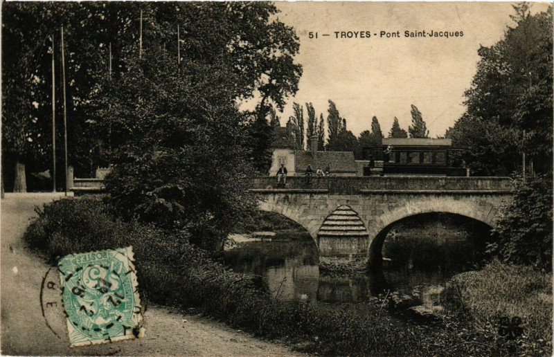 Carte postale ancienne Troyes - Pont Saint-Jacques à Troyes