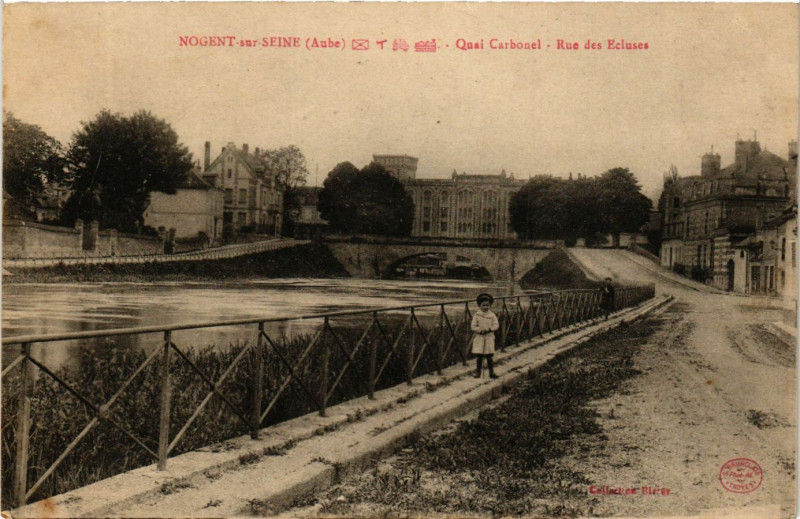 Carte postale ancienne Nogent-sur-Seine - Quai Carbonel - Rue des Ecluses à Nogent-sur-Seine