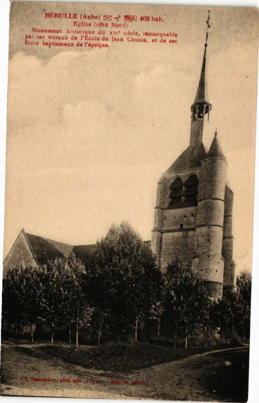 Carte postale ancienne Berulles - Eglise cotre nord