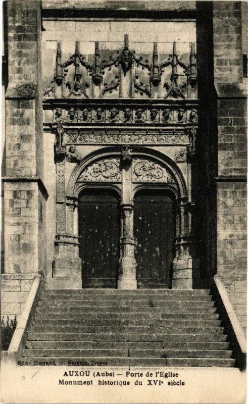 Carte postale ancienne Auxon - Porte d eleglise à Auxon