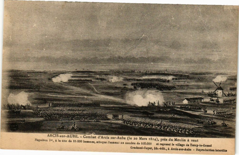 Carte postale ancienne Arcis-sur-Aube - Combat d'arcis sur aube à Arcis-sur-Aube