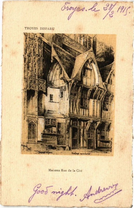 Carte postale ancienne Troyes disparu - Maison, rue de la Cité à Troyes