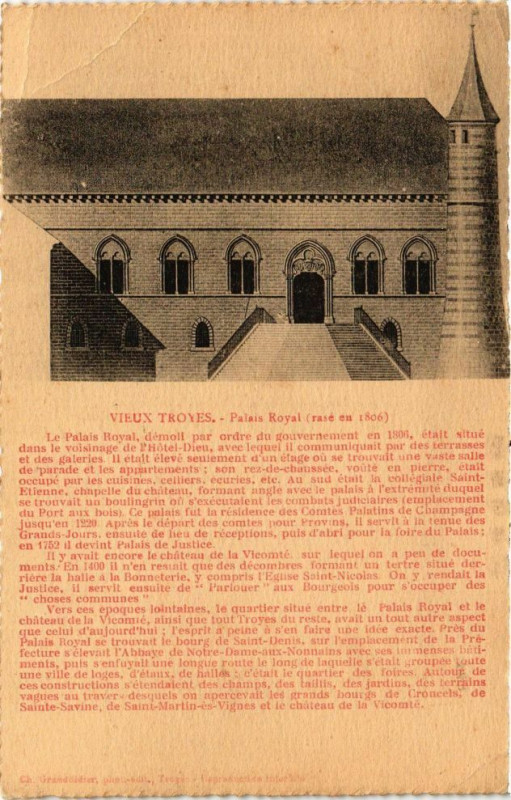Carte postale ancienne Vieux Troyes - Palais Royal à Troyes