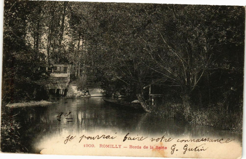 Carte postale ancienne Romilly-sur-Seine - Bords de la Seine à Romilly-sur-Seine