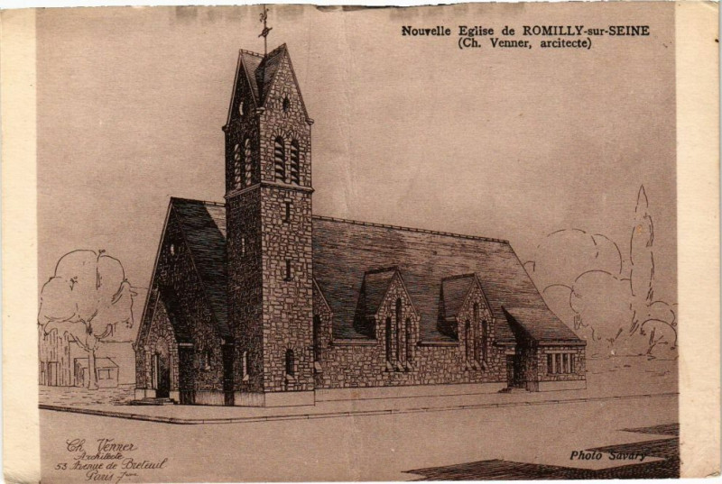 Carte postale ancienne Romilly-sur-Seine - Nouvelle Eglise à Romilly-sur-Seine