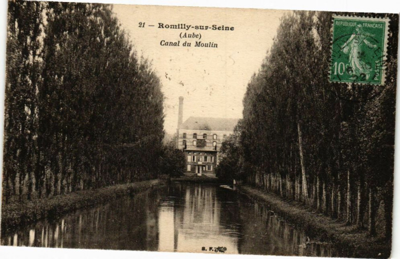 Carte postale ancienne Romilly-sur-Seine - Le Canal du Moulin à Romilly-sur-Seine