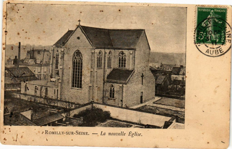 Carte postale ancienne Romilly-sur-Seine - Nouvelle Eglise à Romilly-sur-Seine
