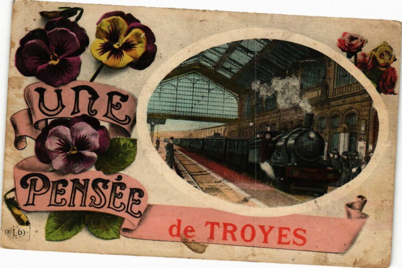 Carte postale ancienne Troyes - Une pensée, fleur à Troyes