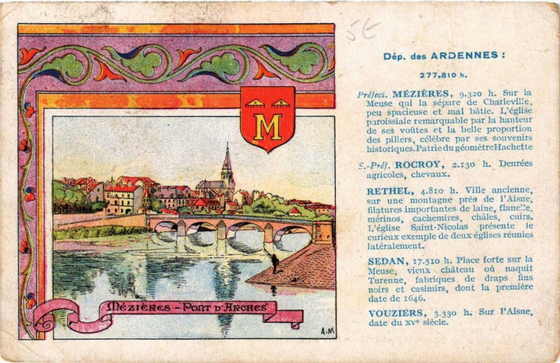 Carte postale ancienne Mezieres Pont d'Arches