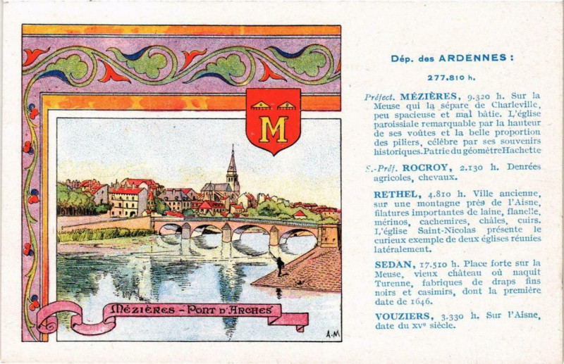 Carte postale ancienne Mezieres Pont d'Arches
