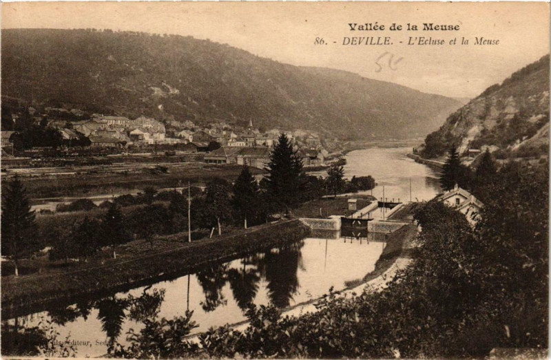 Carte postale ancienne Deville L'Ecluse et la Meuse à Deville