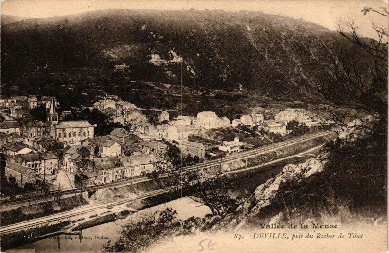 Carte postale ancienne Deville pris du Rocher de Tibot à Deville