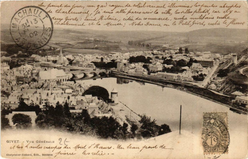 Carte postale ancienne Givet Vue Générale à Givet