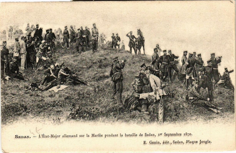 Carte postale ancienne Sedan L'Etat-Major allemand sur la Marfée à Sedan
