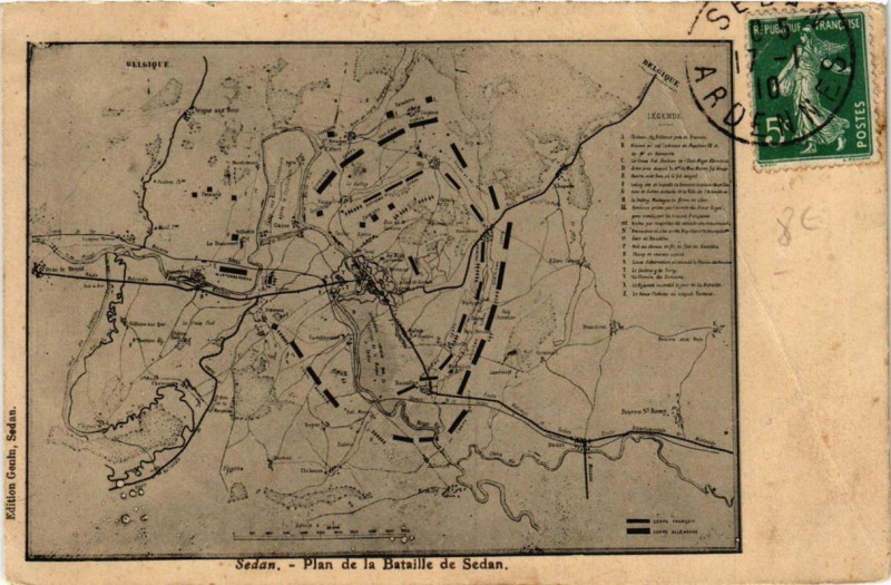 Carte postale ancienne Sedan Plan de la Bataille de Sedan à Sedan
