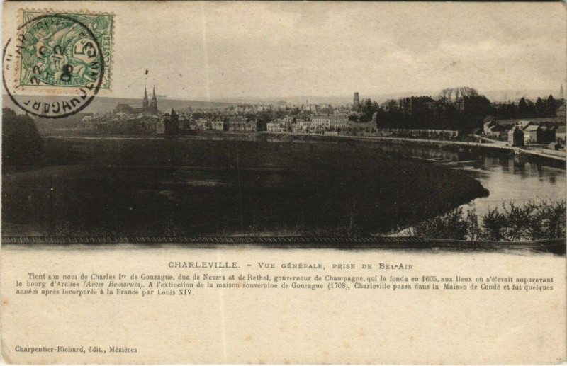 Carte postale ancienne Charleville - Vue general prise de bel - air