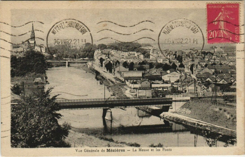 Carte postale ancienne Mezieres - lA Meuse Et Les Ponts