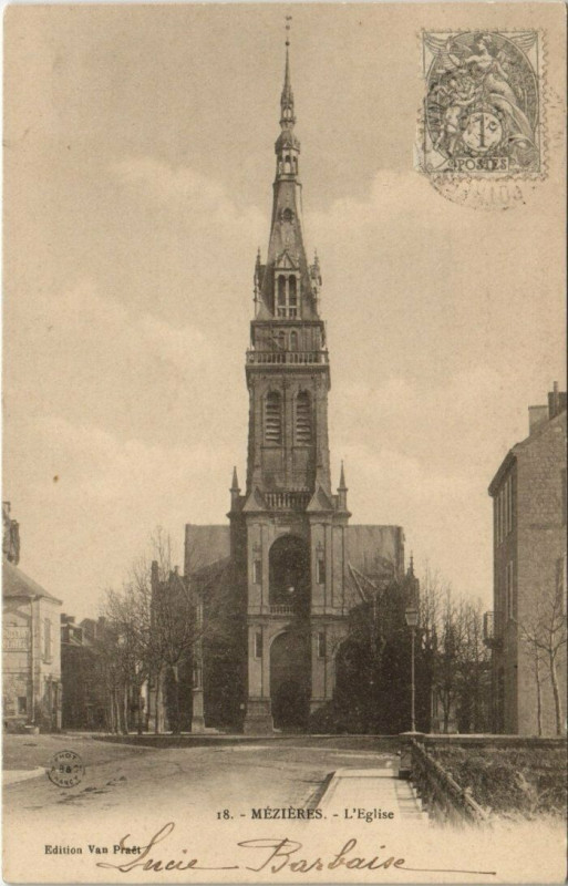 Carte postale ancienne Mezieres - L'Eglise