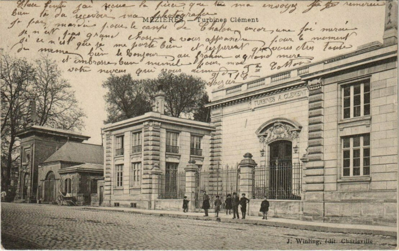 Carte postale ancienne Mezieres - Turbines clement