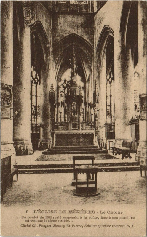 Carte postale ancienne L'Eglise de Mezieres - le choeur