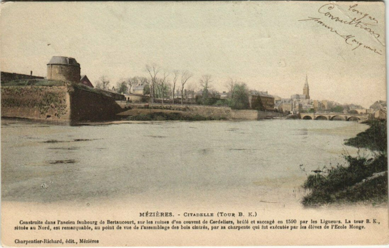 Carte postale ancienne Mezieres - Citadelle (tours b.k)