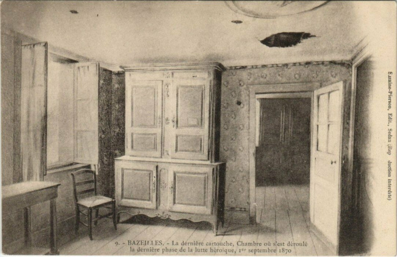 Carte postale ancienne Bazeilles - La Dermiere cartouche chambre ou s'est deroule à Bazeilles