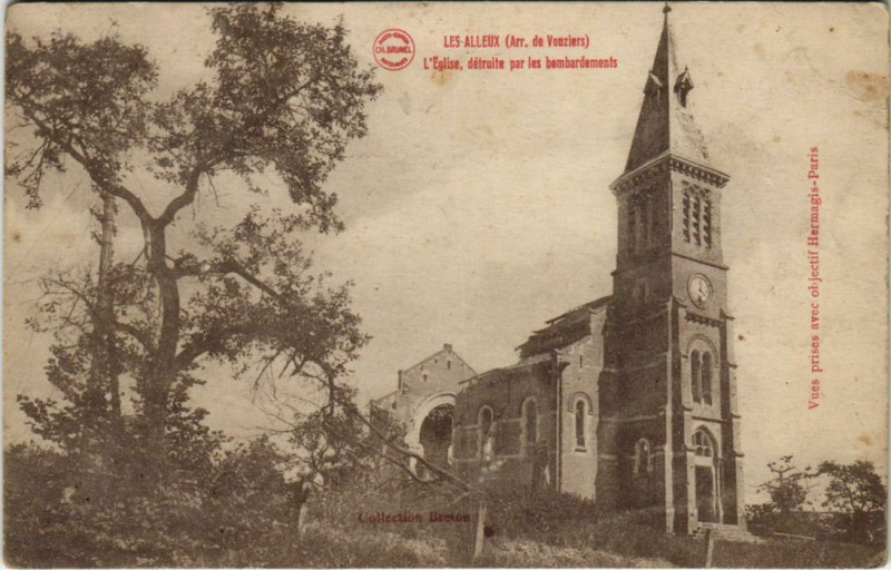 Carte postale ancienne Les Alleux - L'Eglise