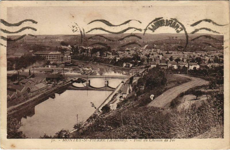 Carte postale ancienne Montcy-sur-Pierre - Pont du Chemin