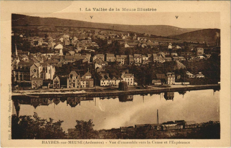 Carte postale ancienne Baybes-sur-Meuse - Vue d'ensemble vers la Cense et l'Esperance