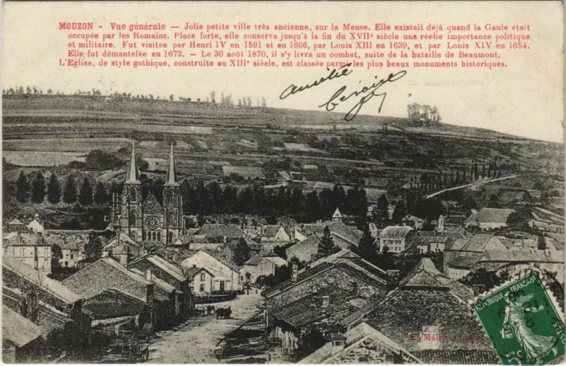 Carte postale ancienne Mouzon - Vue générale à Mouzon