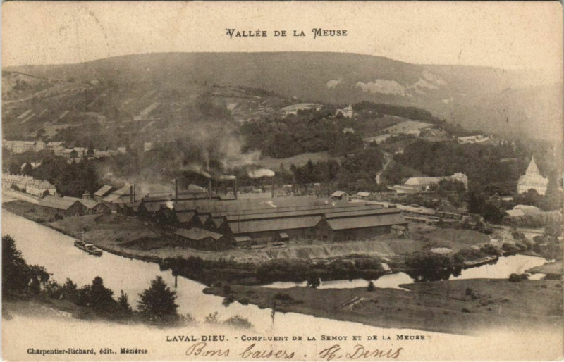 Carte postale ancienne Laval-Dieu - Confluent de la Semov et de la Meuse