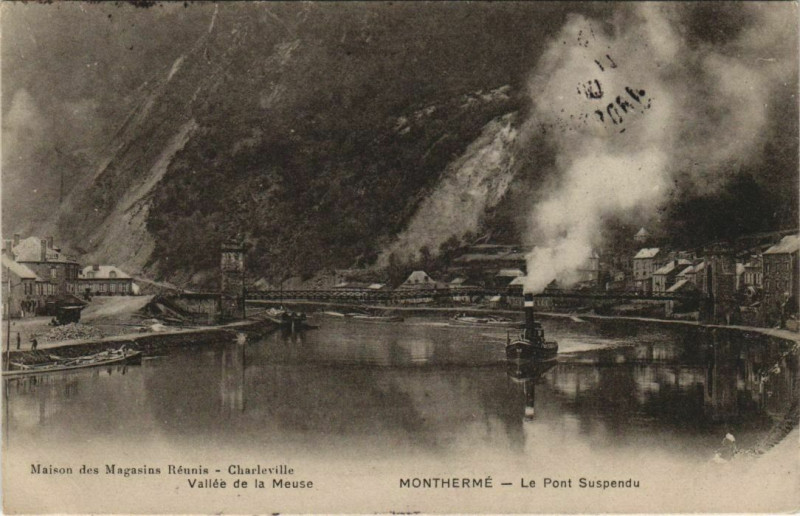 Carte postale ancienne Montherme - Le Pont Suspendu à Monthermé