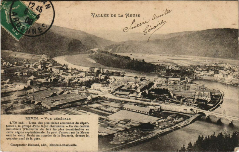 Carte postale ancienne Revin - Vue générale à Revin