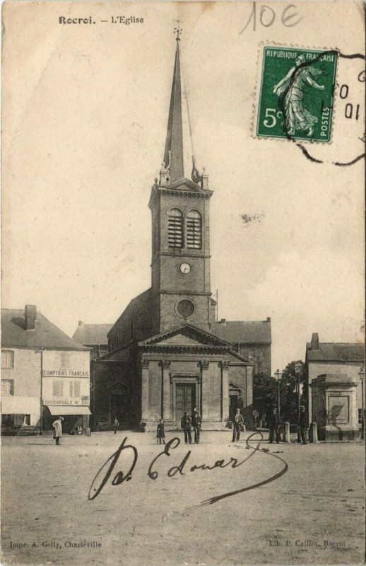 Carte postale ancienne Rocroi - L'Eglise à Rocroi