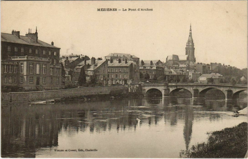 Carte postale ancienne Mezieres - Le Pont d'Arches