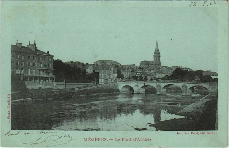 Carte postale ancienne Mezieres - Le Pont d'Arches