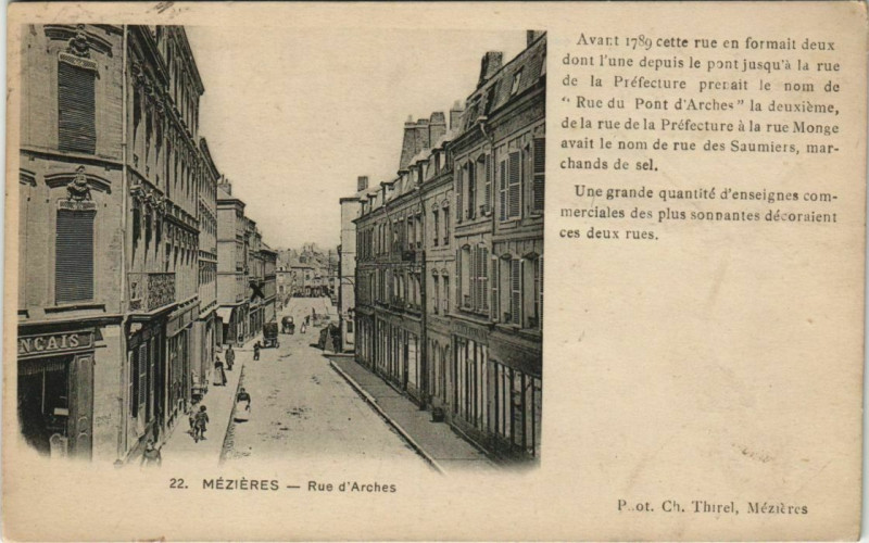 Carte postale ancienne Mezieres - Rue d'Arches
