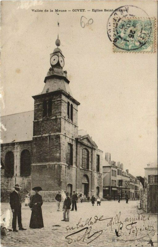 Carte postale ancienne Givet - Eglise Saint-Hilaire à Givet
