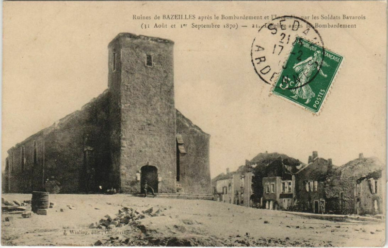Carte postale ancienne Ruines de Bazeilles apres le Bombardement et l'Incendie à Bazeilles
