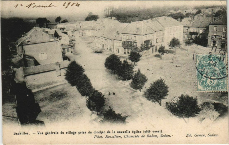 Carte postale ancienne Bazeilles Vue générale du village prise du clocher de la nouvelle à Bazeilles