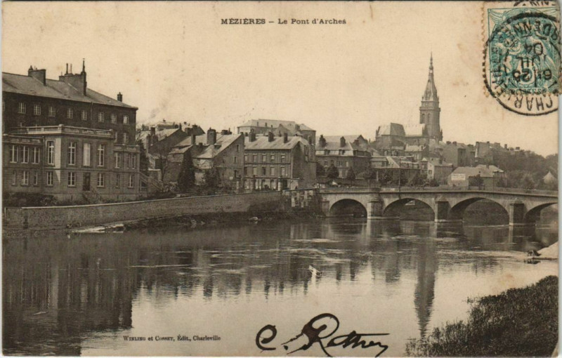 Carte postale ancienne Mezieres - Le Pont d'Arches